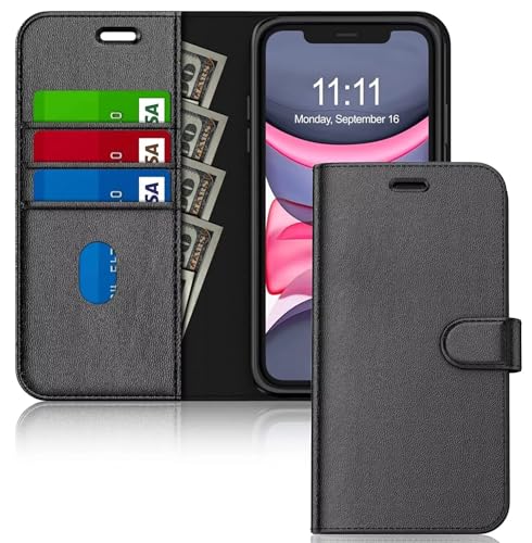KK KENIK iPhone XR Wallet Case Leather Flip Cover with Card Holder Stand Feature Magnetic Closure Compatible with iPhone XR Black