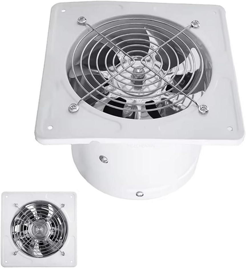 Commercial Low Noise Bathroom Exhaust Fan IP44 Water Proof Through Wall Garage Shops Ventilation Fan High Power Axial Exhaust Fan(8 Inch)