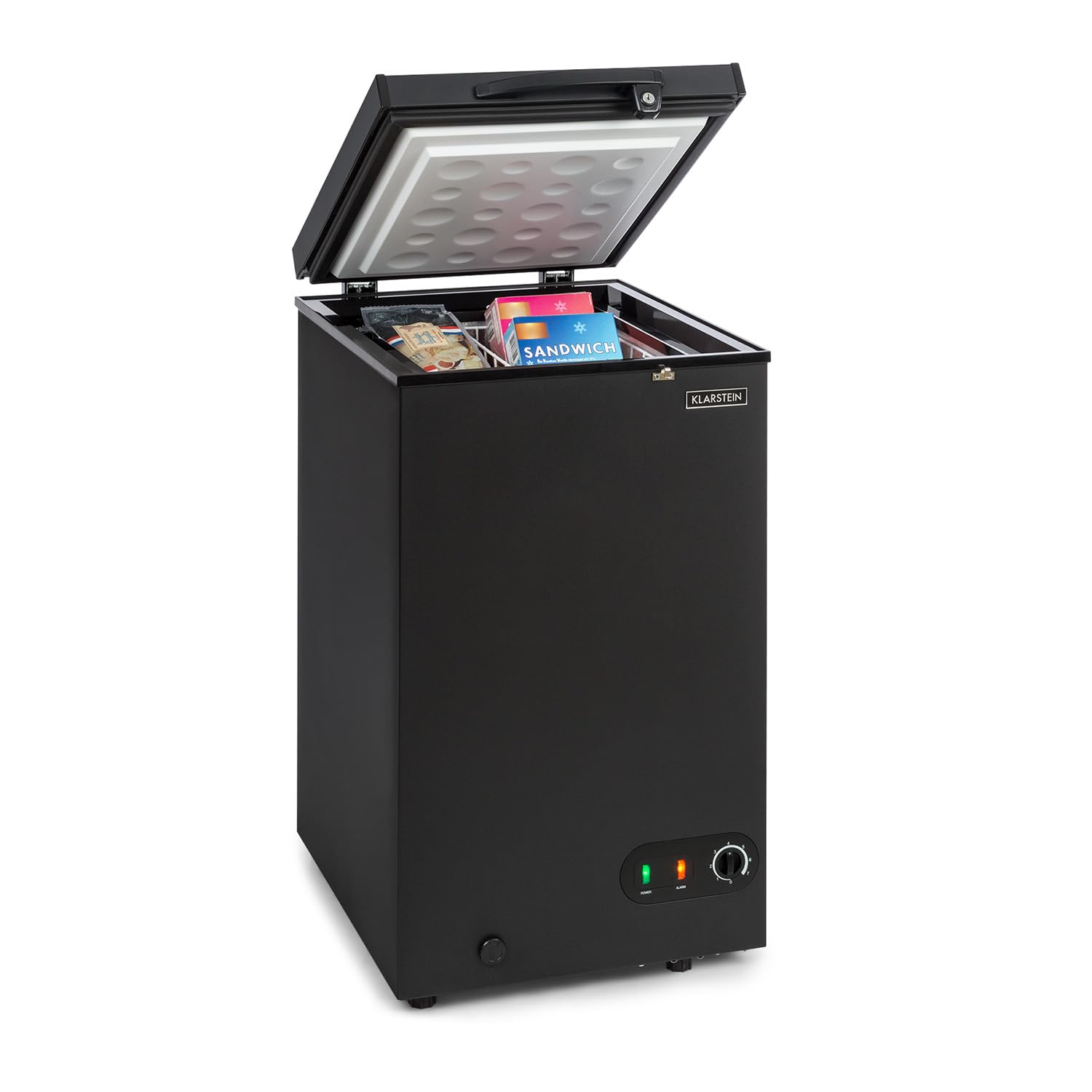 Klarstein Free Standing Chest Freezer Fridge, Compact Mini Freezer for Bedrooms, Home & Office, 78L Compact Chest Freezer, Energy Efficient Upright Small Freezer UK with Removable Hanging Basket