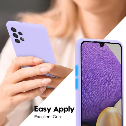 Image of DIZORO Microfiber Candy Case Compatible for Samsung Galaxy A32 4G Shockproof Slim Back Cover Liquid Silicone Bumper Camera Protective Phone Cover (Purple)