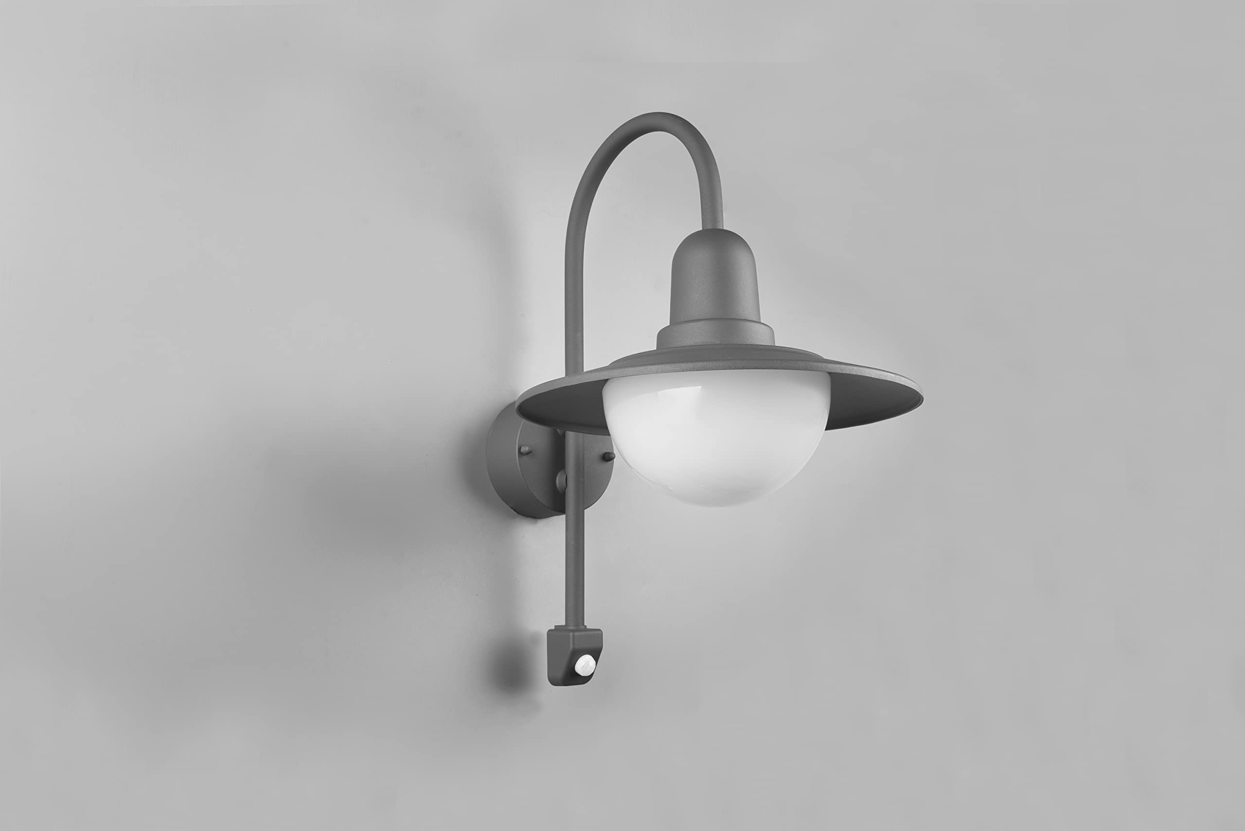 Trio Leuchten LED Außen Wandleuchte Norman 207269142, Aluminium Druckguss Anthrazit, Acryl weiß, exklusiv 1x E27, Bewegungssensor |