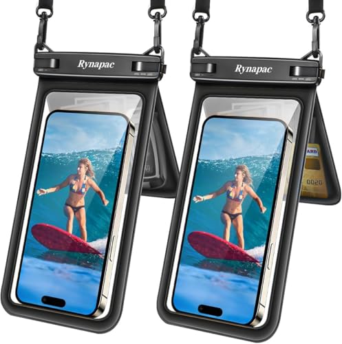 Rynapac 2 Stück wasserdichte Handyhülle [Doppelte Taschen] IPX8 Wasserfeste Handytasche für Schwimmen Unterwasser Handyhülle für iPhone 17 16 15 14 Pro Max Samsung S26 S25 S24 bis zu 7 5 Zoll