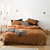 Luxlovery king pumpkin color comforter set rust bedding set burnt orange soft breathable blanket quilts soft breathable terracotta cinnamon bedding comforter set with 2 pillowcases  urban country home decor