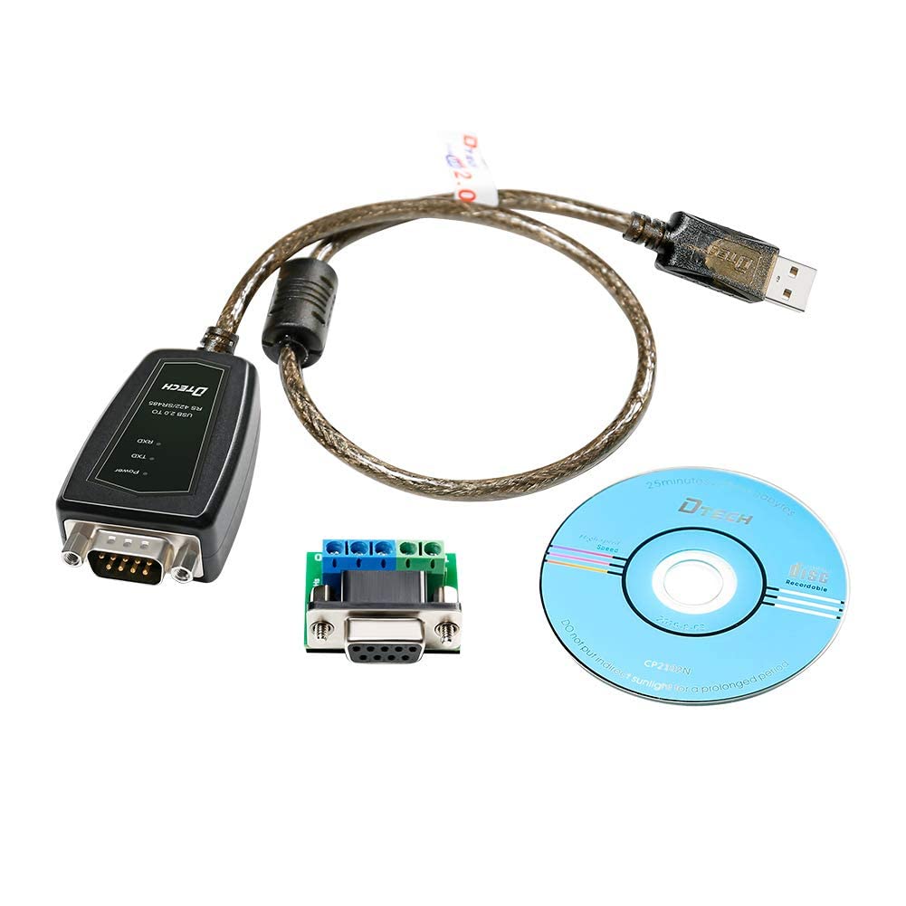 DTech Adaptateur USB vers RS485 RS422 Interface série CP2102 LED Noyau ferrite 0,5 m Windows Mac