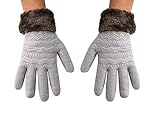Peach Couture Classic Cable Knit Plush Fleece Lined Double Layer Winter Gloves