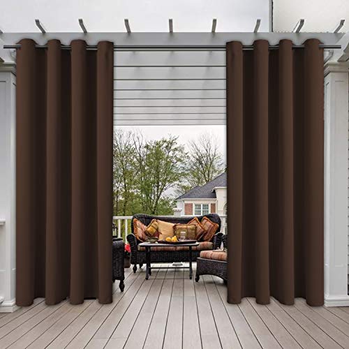 Lushleaf Indoor/Outdoor Curtains For Patio, Brown, 52 X 95 Inch - Thermal Insulated, Uv Sun Light Blocking Waterproof Blackout Curtains For Bedroom, Living Room, Porch, Cabana, Gazebo, Set Of 2 Panels #TOP4