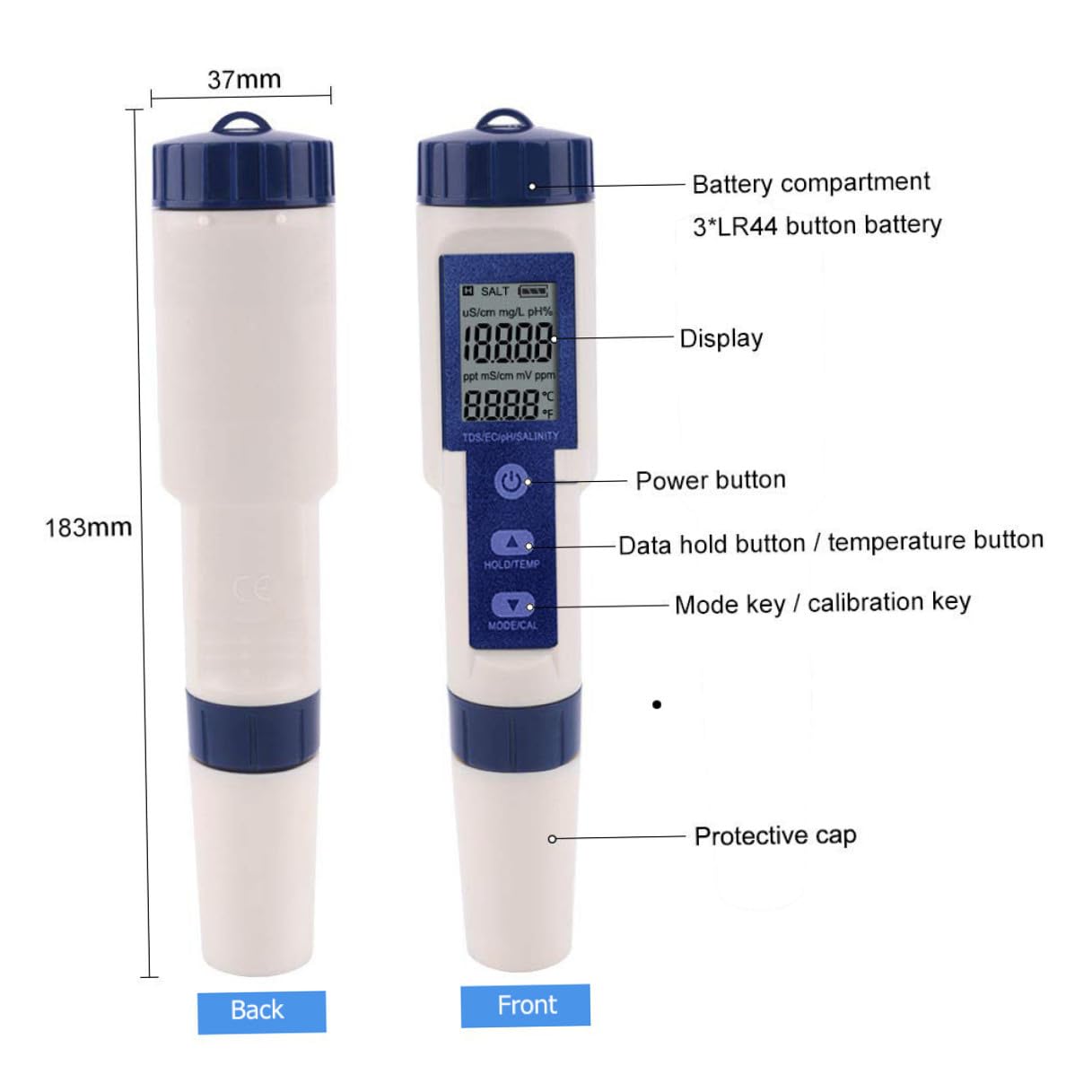 Healvian Digitaler Salzgehaltmesser für Meerwasser mit LCD Anzeige Kunststoffgehäuse Schnelles und Genaues Messergebnis für Aquarien und Fischbecken