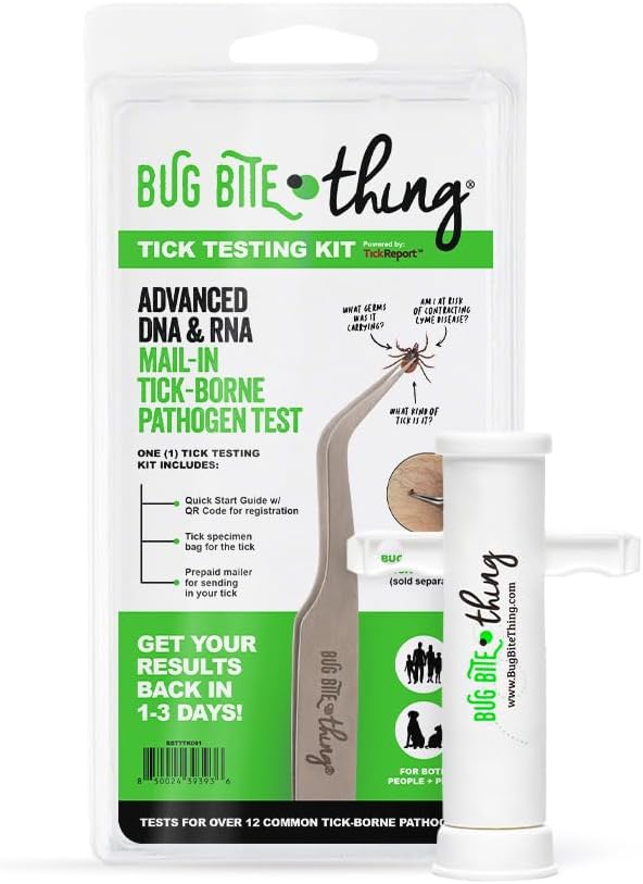 BUG BITE THING Tick Testing Kit Powered by TickReport with Suction Tool - White