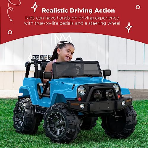 Image of Best Choice Products Jumbo 12V Kids Electric Vehicle Toy Ride On Car with Parent Remote Control for Toddlers, Seat Harness, 65 lb Weight Capacity, Spring Suspension, 3.7 MPH Max Speed - Light Blue