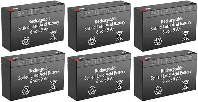 BatteryGuy 6V 9Ah SLA Batteries - BGH-690F2 Rechargeable, High Rate - Qty of 6