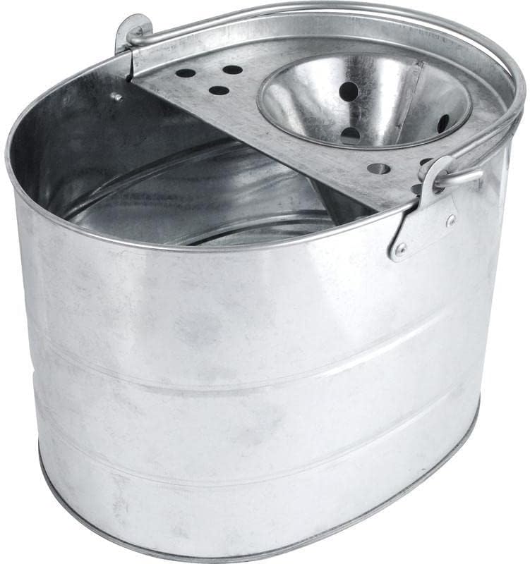 Metal Mop Bucket Durable Heavy Duty Galvanized Steel Office Kitchen Bathroom Home Floor Cleaning Trustworthy Usage Capacity 15L