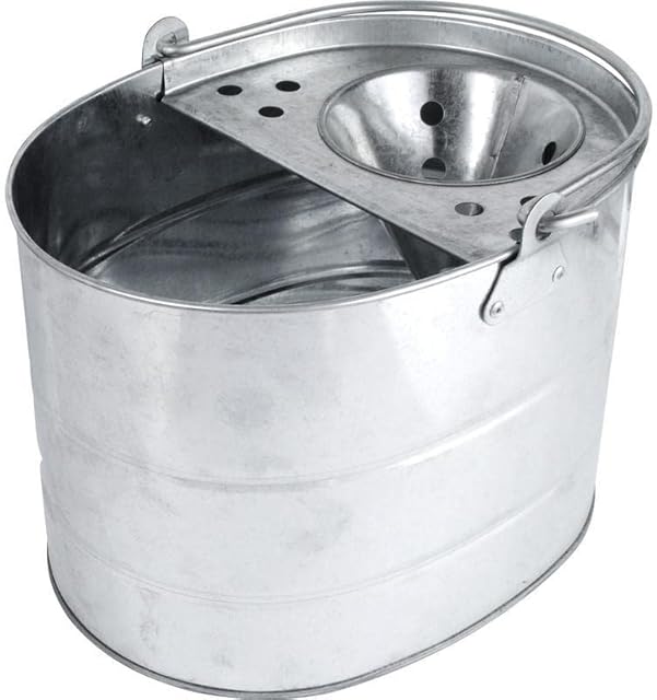 Metal Mop Bucket Durable Heavy Duty Galvanized Steel Office Kitchen Bathroom Home Floor Cleaning Trustworthy Usage Capacity 15L