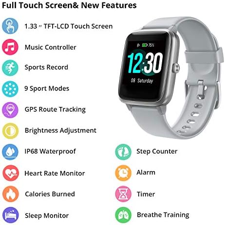 Smart Watch for Women Men, Fitness Tracker with Heart Rate Monitor, Activity Tracker, Step Counter, Sleep Monitor, Calorie Counter,1.3" Touch Screen, IP68 Waterproof Smartwatch for Andriod IOS 