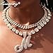 2pcs Cuban Link Chain for Women: Cursive Silver Initial Necklace & Iced Out Bling Diamond 14mm Cuban Chain Letter Name Hip Hop Jewelry (D, Gold)
