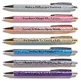 HLPHA 7pc Teacher Appreciation Pens-Personalized Engraved Metal Pens with Teacher Quotes-Thank You Gift for Teachers