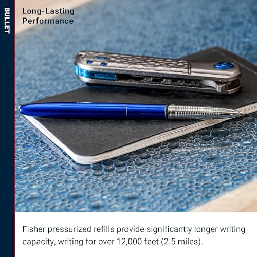 Image of Fisher Space Pen Blueberry Bullet Pen, Pressurized Ballpoint Pen, Compact Size, Writes Upside Down and in Extreme Temperatures, Smooth Black Ink, Medium Point, Gift Box, Made in the USA