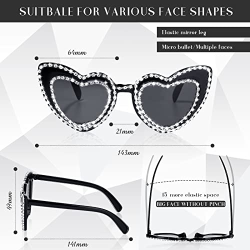 Xuhal 6 Pairs Bride Heart Rhinestone Sunglasses for Women Bachelorette Bridesmaid Glasses Wedding Favor Gifts2