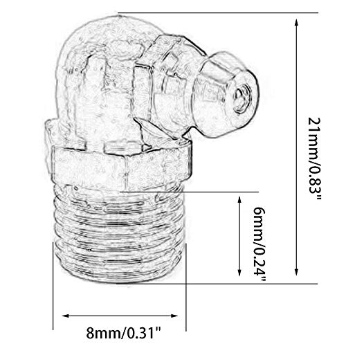 Image of M8 x 1mm Metric Thread 90 Degree Angled Brass Hydraulic Zerk Grease Nipple Fitting,PACK OF 10