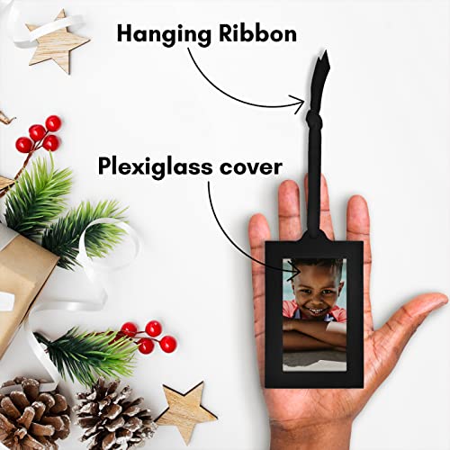 Americanflat-12-Metal-Family-Tree-with-6-Hanging-Mini-Picture-Frames-for-Wallet-Size-2-x-3-Photos-with-Bronze-Colored-Leaves-and-Ribbon-Tassels-Tree-Photo-Holder-Gift-Black