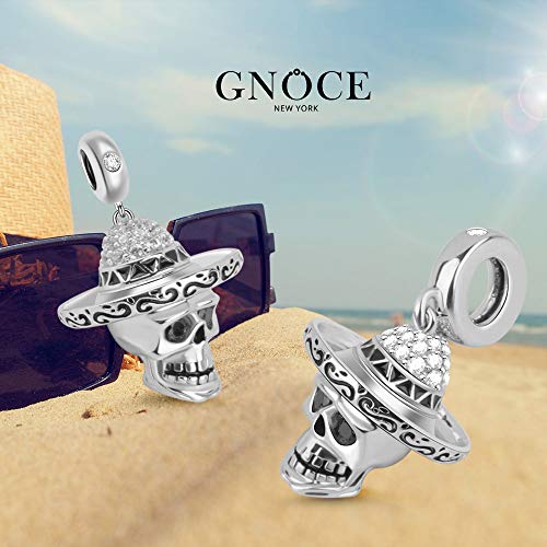 Image of GNOCE Skull Pendant Charm Silver Dangle Charms Bead fit Bracelet /Necklace Jewelry Gift for Women Men