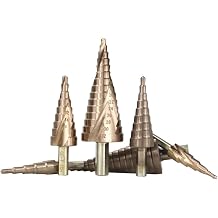Spiral Grooved Step Drill Bit Set HSS Titanium Hole Drilling Spiral Flute Cobalt Step Cone Drill,Carbide Step Drill Bit Stepped Drill Bit HSS Round Shank 4-12/20/32 Conical Drill Bit Spiral Groove Mil