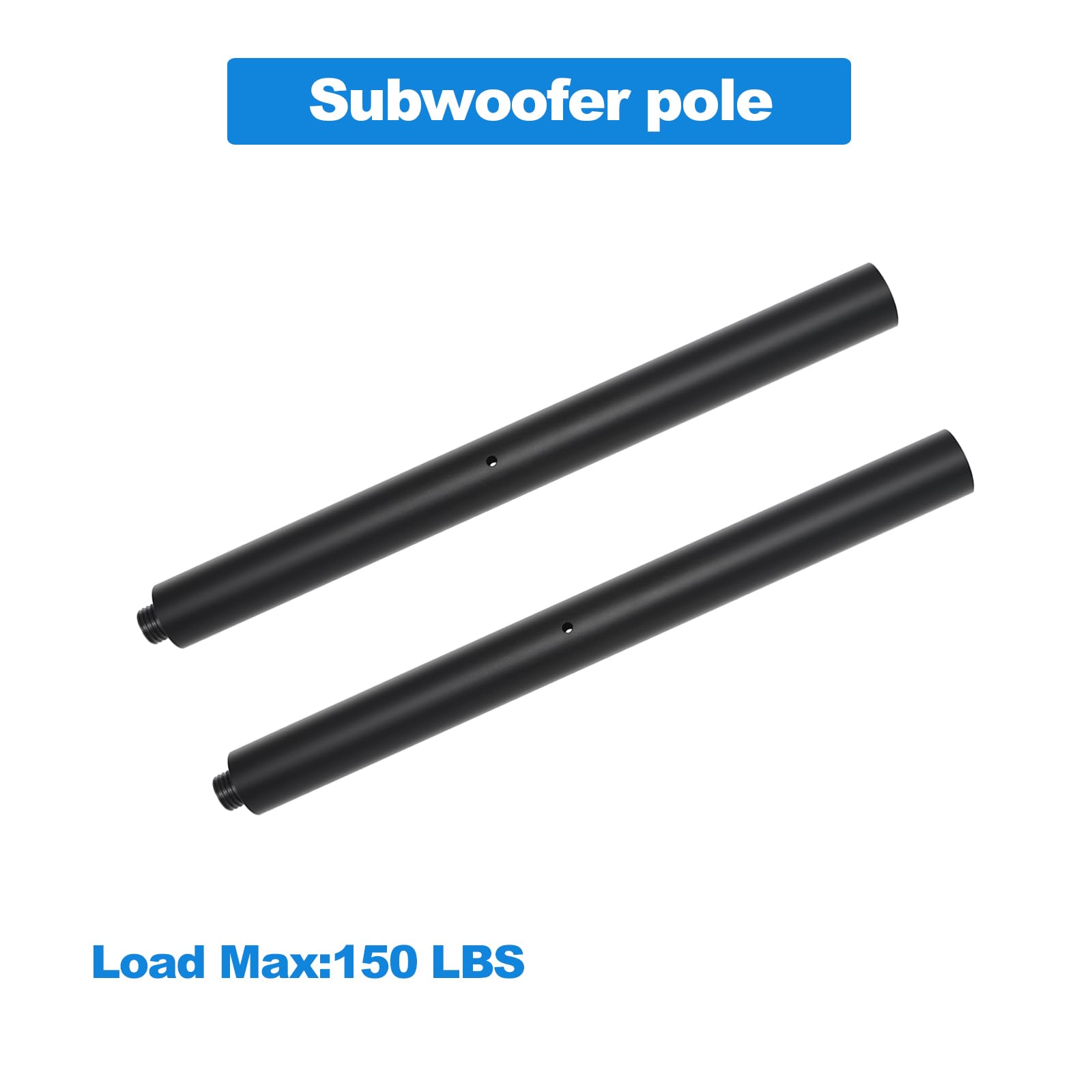 Supporto per asta per altoparlante, asta per subwoofer, asta per altoparlante estesa da 40,6 cm, con asta per altoparlante da 35 mm e M20 (2 confezioni nero)