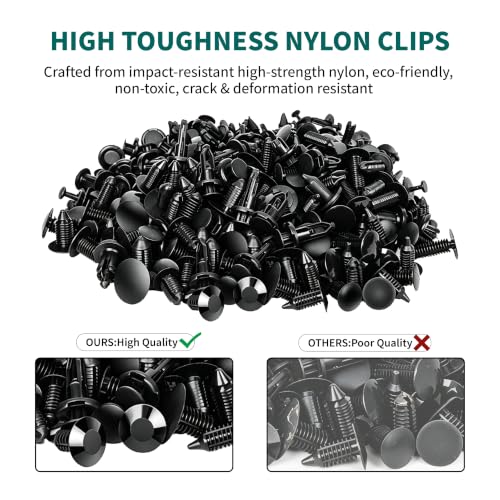 Image of 200PCS Nylon Bumper Shield Retainer & Double End Xmas Tree Retainers Clips Universal Auto Body Shield Retainer Fastener Clip Assortment- Bonus Fastener Remover