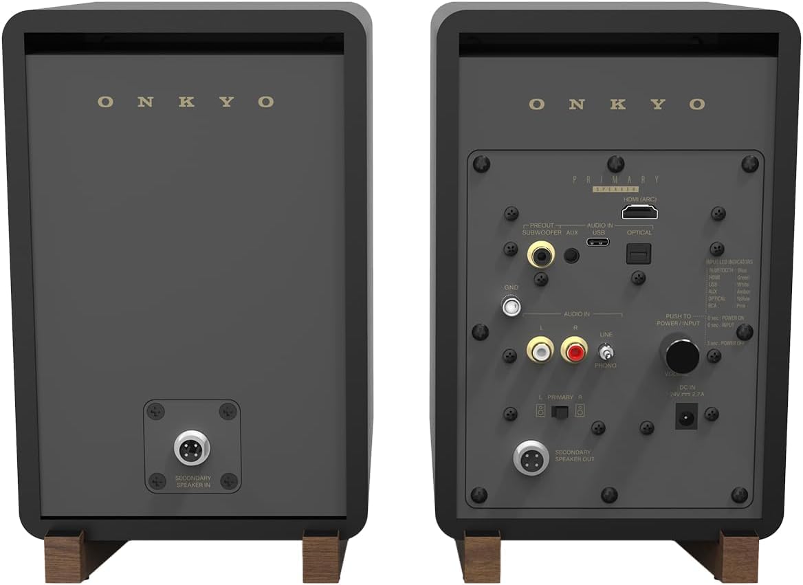 Onkyo Creator Series GX-30ARC Aktivlautsprecher, schwarz – 4" Tieftöner, HDMI ARC, USB/C, Line/Phono, optische Anschlüsse, Bluetooth 5.3 Audio-Konnektivität