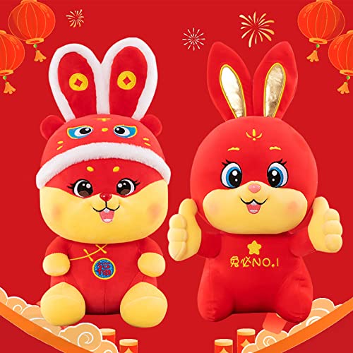 2023 Décorations du Nouvel an Chinois,2 Pcs Lapin Ornament,Poupée en Peluche Lapin du Zodiaque Chinois,Jouet en Peluche Mascotte Lapin pour Les Décorations du Festival du Printemps Cover