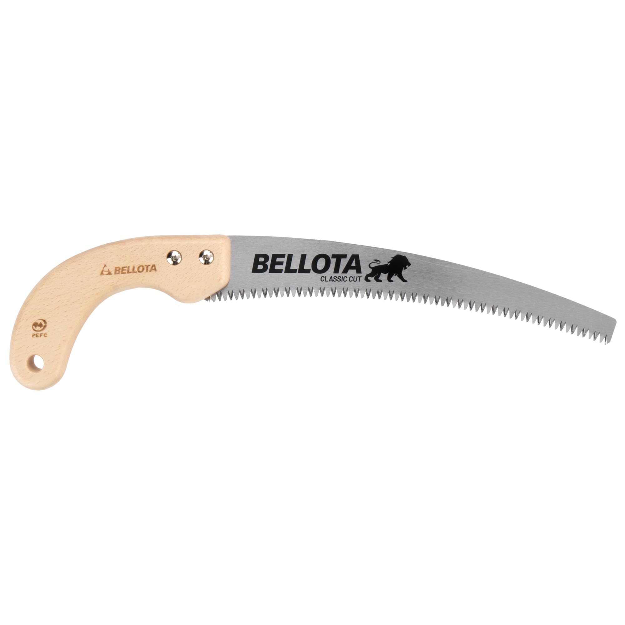 Bellota 450MC11 - Scie d'élagage Lion avec lame incurvée de 11", denture japonaise et manche en bois courbé avec étui