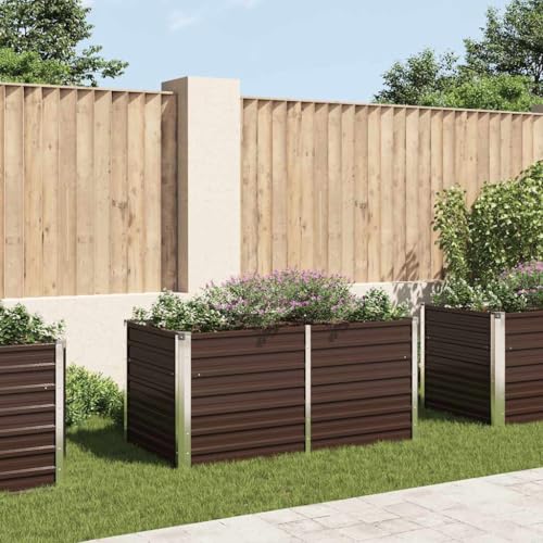 Nqyjm Mesa de Cultivo de Acero galvanizado marrón 160x80x77 cm Arriate Jardinera,Resistente y Duradera, para Vegetales, Hierbas y Jardín