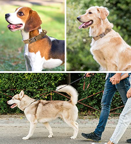 Dog Collar For Large Dog, Military Tactical K9 Heavy Duty Dog Collar For German Shepherd Big Dog With Flag Patch Papa Says Im Special Patch(Large, Brown) #TOP3