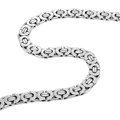 Urban Jewelry Mechanic Style Ultra Wide Stainless Steel Men's Necklace (Silver, 23 inches, 11 mm width) Cover