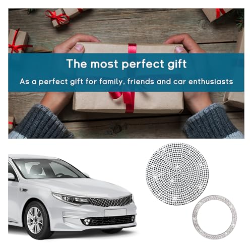 Image of Ziciner 2 Pack Bling Car Cup Holder Coaster, Anti-Slip Auto Insert Coaster with Start Stop Button Cover, Universal Shiny Crystal Vehicle Interior Accessories for Women and Girls (White)