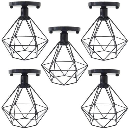 Luminária de Teto Estilo Diamante, Kit com 5 Plafons, Aramado Pre...