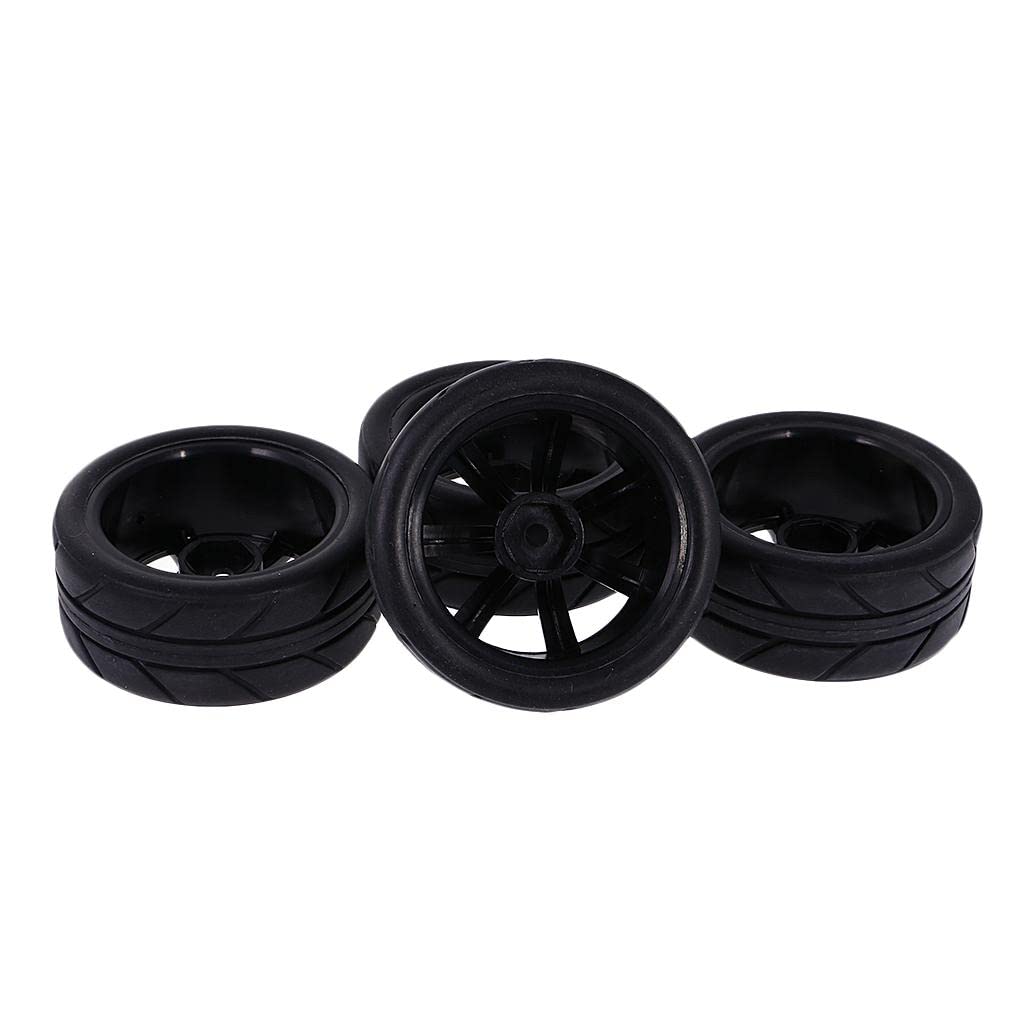 Fashion My Day® Pack of 4 Rubber Tyre Tyres Tires Wheel Rim Hex 12mm Fits for 1/10 RC Remote Controlled Racing Car 9047-6087 | Toys & Hobbies | Radio Control & Control Line | RC Model Vehicle Parts &-image-3