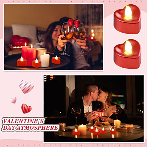 48 Pieces Romantic Heart Led Candles With 1000 Pieces Artificial Rose Petals Flameless Flickering Candle Battery Powerd Tea Lights For Valentine's Day Wedding Anniversary Marry Me Decor (Classic) #TOP5