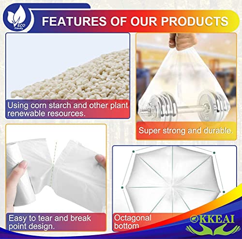 Image of OKKEAI 8 Gallon Garbage Bags, White Trash Bags for Kitchen Waste, 60 Count
