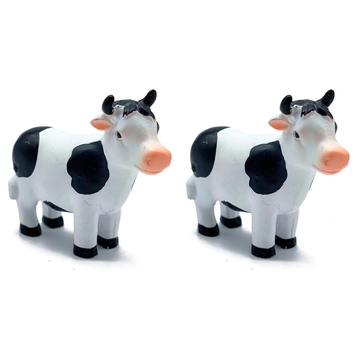 Acan Tradineur - Pack de 2 Figuras de Mini Vaca Naif para belén - Fabricado en marmolina - Figurita Decorativa Divertida para Nacimiento, Navidad, decoración Tradicional
