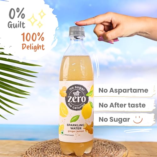 Image of Paper Boat Zero Ginger Lemon Sparkling (Soda) Water - Pack of 8, 600 ml Each | Zero Sugar, Zero Calories | Sugar Free| Flavoured Carbonated Water | No Aspartame