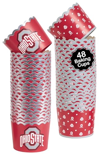 Ohio State Cupcake Baking Cups OSU Buckeyes Party Supplies 48 Pcs