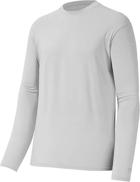 BASSDASH Men's Ultra Soft Cotton Blend UPF 50+ Long Sleeve Fishing Shirt UV Sun Protection Casual Performance Tee