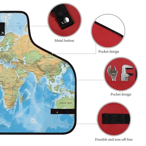 Delantal de trabajo con mapa mundial y 8 bolsillos miniatura 3