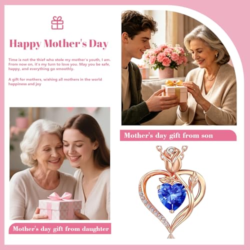 Image of Heart Birthstone Necklace for Women I Love You
