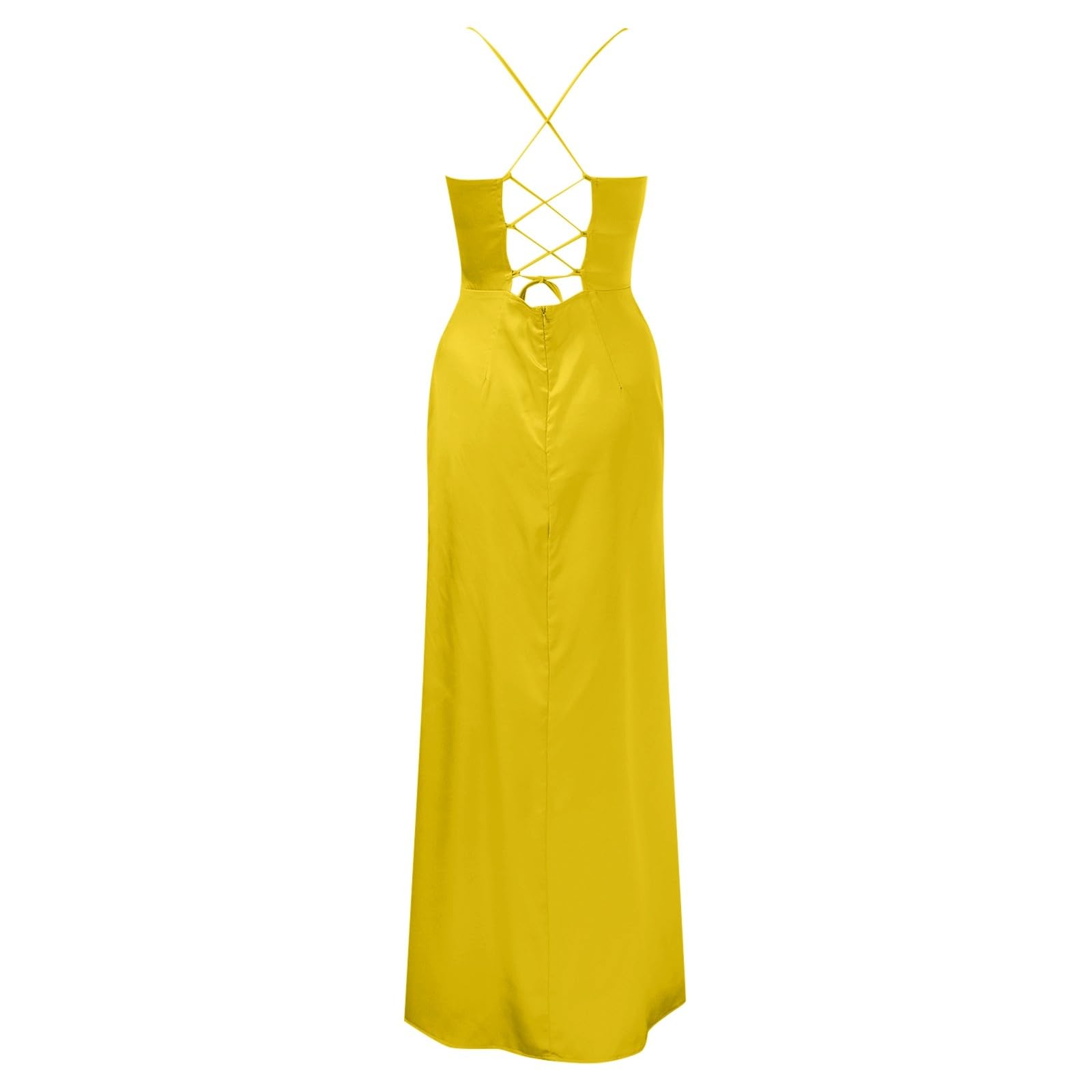 Générique Robe Longue Sexy en Satin pour Femme, Corset, Bretelles, Push-up, arête de Poisson, froncée, soirée, Longue