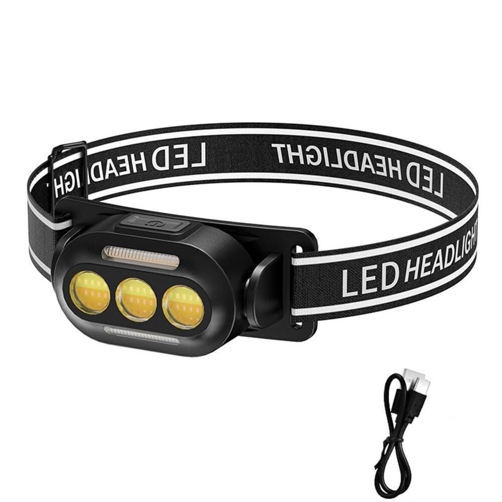 QFGVMXBWKZH USB Rechargeable Headlamp LED Head Flashlight White Red Blue Lamp IPX4 Waterproof Headlight Light(002)