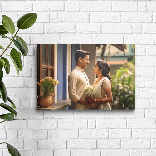 Image of Printodelivery Customised Canvas Photo with MDF & Wooden Frame (18 x 12 Inch), Personalized Photo Frame for Living Room, Birthday, Wedding, Anniversary, Office, Home Decor, Gifting / Customized Photo Frame for Wall