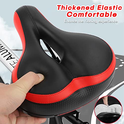 Tonbux Comfortable Bike Seat Replacement With Dual Shock Absorbing Ball Wide Memory Foam Bicycle Seat With Mounting Wrench - Black/Red #TOP1