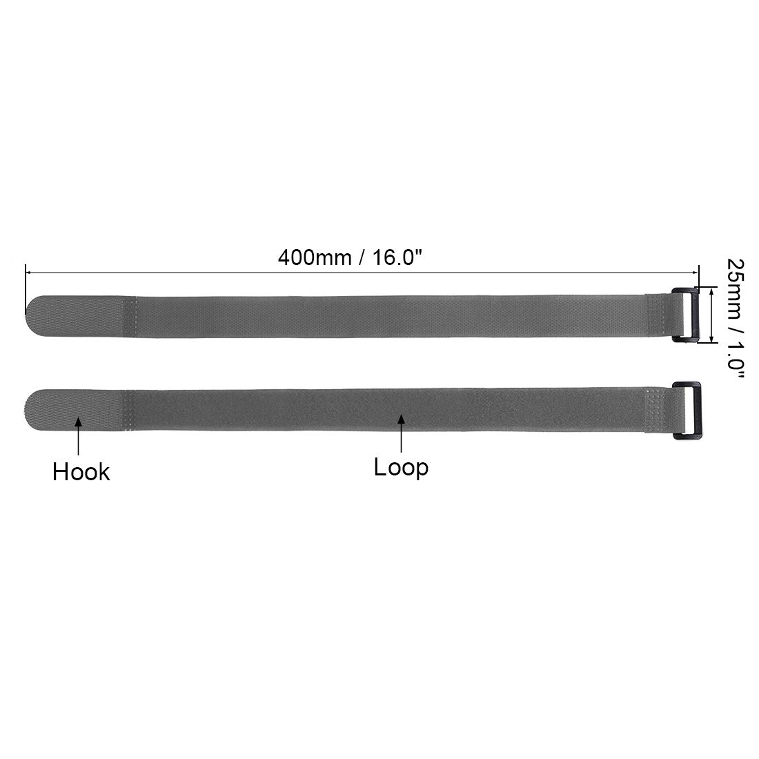 uxcell 10pcs Hook and Loop Straps, 1-inch x 16-inch Securing Straps Reusable Fastening Cable Tie (Gray)
