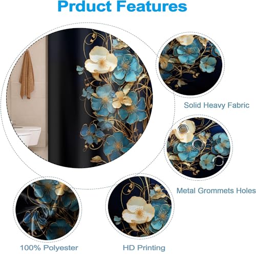 Uiiooazy Retro Floral Waterproof Shower Curtain for Bathroom 72"x72" by Uiiooazy - Used condition - Image 3